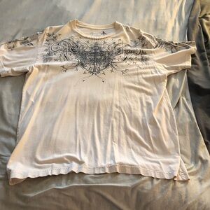 Aqua Men's White and Black Graphic Tee